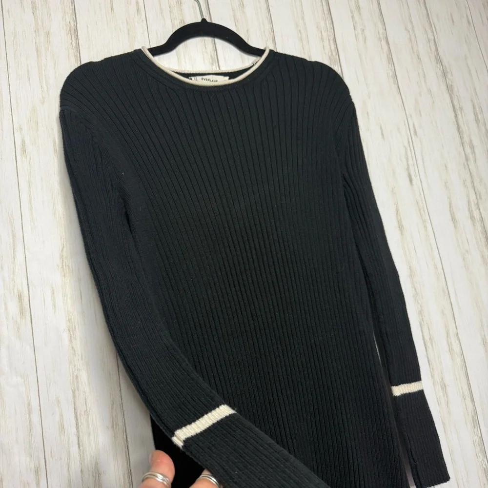 EVERLANE Cotton Wide Rib Midi Dress - Black Small
